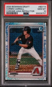 Bowman Draft Corbin Carroll 2022 cromo refractor Asia PSA 10 Diamondbacks - Imagen 1 de 3