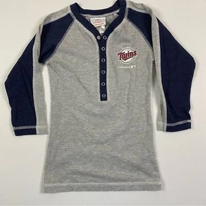 Minnesota Twins Raglan T-Shirt Girl's Medium 3/4 Sleeve Henley Snap Mauer #7 - Picture 1 of 8