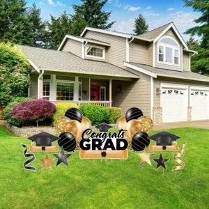 VictoryStore Congrats Grad Gold Graduation Yard Display Graduate Decor 20025 - Picture 1 of 9