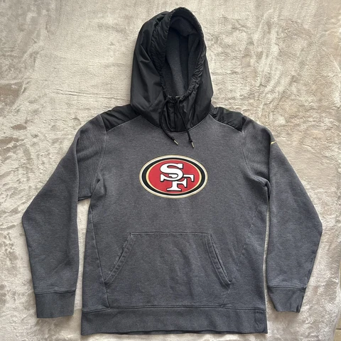 San Francisco 49ers Sweater Adult Large Gray Black Hoodie NFL Football Nike Men* Cover