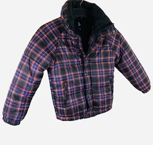 ART CLASS Girls M/8-10 Insulated Puffer Jacket Zip Up Plaid Purple/Black - Picture 1 of 10
