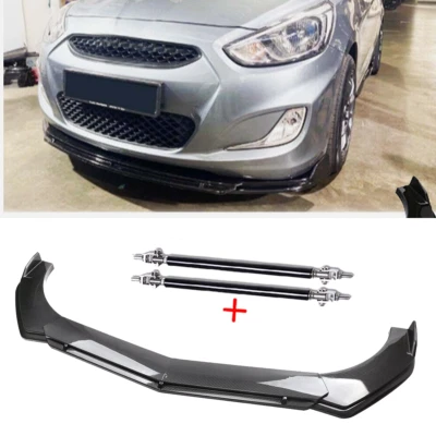 For Hyundai Accent Sedan Front Bumper Lip Spoiler Strut Rods Carbon Fiber - Image 1 of 4