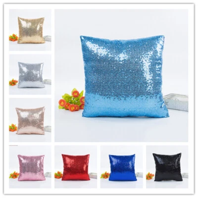 2pcs 16Inch Sequins Throw Cushion Cover Home Decoration Square Pillow Case AU - image 1 of 4