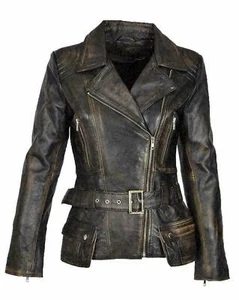Women's Genuine Lambskin Soft Leather Motorcycle Slim fit Biker Jacket - Picture 1 of 4