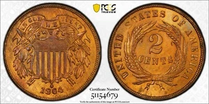 1866 2 Cent PCGS Unc Detail Trueview - Picture 1 of 3