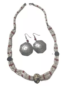 Vintage Handmade Kenyan Africa bead and metal 25.5”necklace multicolor - Picture 1 of 16