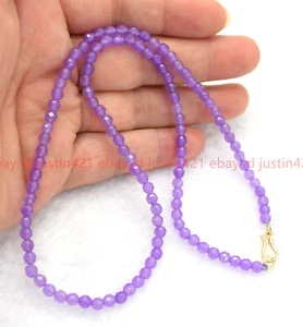 4mm Faceted Purple Alexandrite Gems Beads Necklace 16-28" AAA+ - Picture 1 of 18
