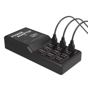 Multi 12 Port USB Charging Station Hub Desktop Wall Cell Phone Charger Organizer - Picture 1 of 9