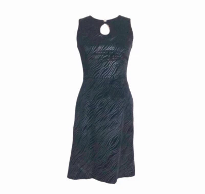 Vestido Donna Ricco Talla 4 Negro Terciopelo Patrón Ondulado Foto 1 de 4