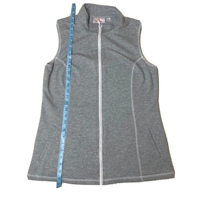 Quacker Factory Women's Rhinestone Zip Front Sleeveless Vest Top S Small Grey - Image 1 of 4