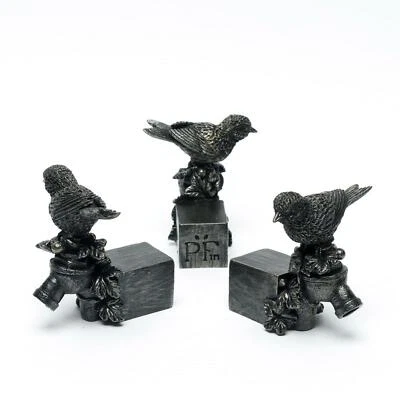 Potty Feet Great Tit On Tap Trio 3x Polyresin Bronze Colour Plant Pot Ornament - Image 1 of 4