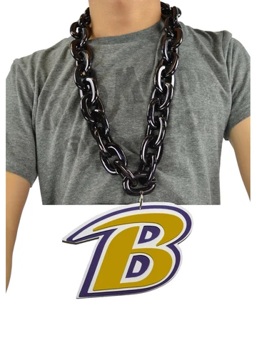 New NFL Baltimore Ravens BLACK Fan Chain Necklace Foam Made in USA Cover