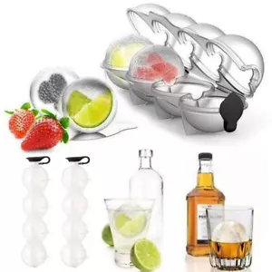 4 Große Eiswürfelformen Würfeltablett Große Silikonform Whiskey-Kugel Runde K - Bild 1 von 10