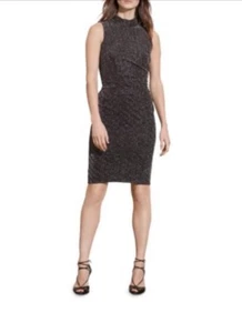 New Ralph Lauren Women’s Metallic Herringbone Dress Black Silver 18 - Picture 1 of 4