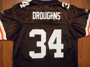 Reuben Droughns #34 Cleveland Browns Football Jersey by Reebok, Youth Large - Picture 1 of 4