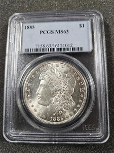 🌟 Dólar de plata Morgan Liberty/Eagle 1885 UNC $1 EE. UU. Moneda PCGS MS63 - Imagen 1 de 2