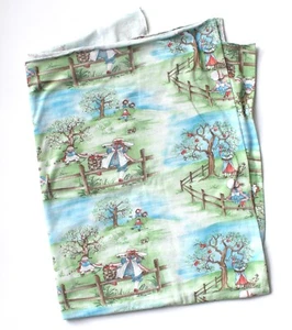 Vintage HOLLY HOBBIE Jersey Strickstoff 40” L x 58” mit Apfelpflückung B14 - Bild 1 von 5