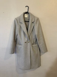Abercrombie & Fitch Women’s Wool Blend Gray Double Breasted Long Pea Coat Sz M - Picture 1 of 4