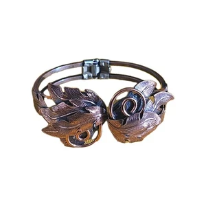 Wide Vintage Copper by Bell Hinged Clamper Bracelet Native American Jewelry - Picture 1 of 4