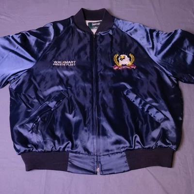 Vintage Dunbrooke Satin Bomber Jacket Walmart Private Fleet Eagle Peak Performer - Image 1 of 4