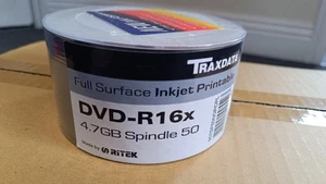 RITEK Traxdata DVD-R disques vierges enregistrables, 4,7 Go, imprimable jet d'encre, 600 disques - Photo 1/7