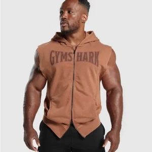 Neu mit Etikett Gymshark Oversized Heritage Washed ärmellos Reißverschluss Hoodie * Canyon braun Medium - Bild 1 von 9