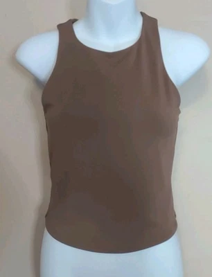 Camiseta sin mangas Express Body Contour alta compresión suave esculpida marrón talla S Foto 1 de 4