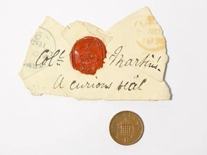 Antique 1850's Col. Martins ELABORATE WAX SEAL on Partial Envelope #ES34 - Picture 1 of 7