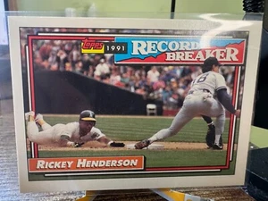 1991 Topps - Record Breaker Year on Front 1991 #2 Rickey Henderson - Picture 1 of 6