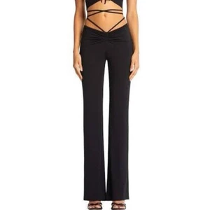 I AM GIA "Halo" Straight Leg Stretch Pant Size Medium Black Lightweight Ruched - Picture 1 of 15