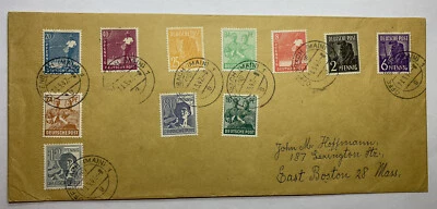 1947 OFFENBACH AM PRINCIPAL ALEMANIA CUBIERTA CON SELLOS DE CONTROL ALIADOS ENVIADOS A BOSTON Foto 1 de 4