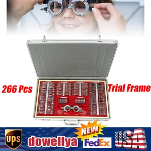 Juego de lentes ópticas de prueba 266 piezas kit de optometría borde de metal caja de aluminio marco de prueba - Imagen 1 de 12