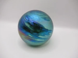 Mt. St. Helens Ash Art Glass Round Swirl Iridescent Paperweight OBG 1989 - Picture 1 of 11