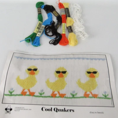 Crosseyed Cricket 2004 SMOCKING PLATE, PATTERN "Cool Quakers" Ducks w 8 Skeins - Image 1 of 4