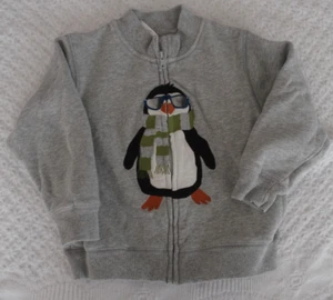 Gymboree 4T 5T Giacca Pinguino Ragazzo Felpa Zip Gioco Grigio Invernale - Foto 1 di 4