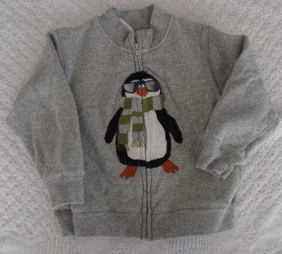 Gymboree 4T 5T Niños Pingüino Chaqueta Sudadera Cremallera Jugar Gris Invierno Foto 1 de 4