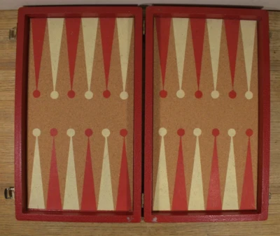 Vtg Backgammon Game Board Set Case ONLY Odd Design Cardinal? Crisloid? - Image 1 of 4