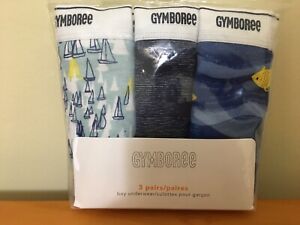 NWT Gymboree Boys Brief Underwear 3pair/pack Sailboat, crab and fish