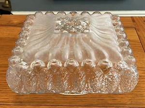 VINTAGE HEAVY SQUARE GLASS LIGHTSHADE - Picture 1 of 8
