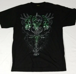 Fantasy 3 Green Skulls Mechanical Robot Science Fiction Graphic Men's T-Shirt L - Picture 1 of 4