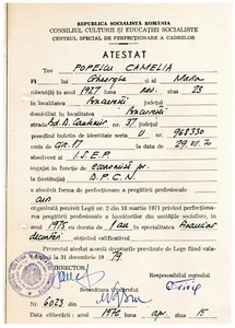 Rumänien, 1976, Vintage Abschlusszeugnis - Sozialistischer Kulturrat - Bild 1 von 1