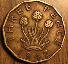 1942 UK GB GREAT BRITAIN THREEPENCE COIN