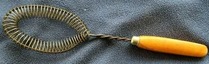 Vintage HAND COILED Wire Wrapped WHISK, Whip - Wooden Handle, Blending Whipping - Picture 1 of 5