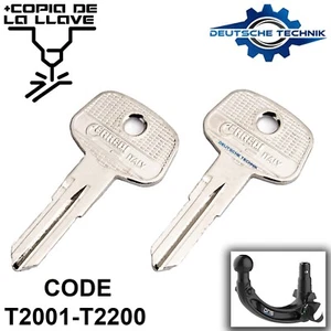 2x LLAVE DE REPUESTO PARA ORIS BOSAL BARRA DE REMOLQUE NÚMERO CÓDIGO T2001-T2200 - Imagen 1 de 8