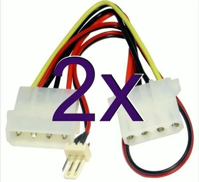 [2 Packung] Strom Adapter Kabel 4 Polig LP4 Molex Buchse Auf 3 Lüfter [000329] - Bild 1 von 4
