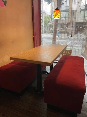 Living Room Ottoman Rectangle Red Velvet Lounge Feel - Image 1 of 3