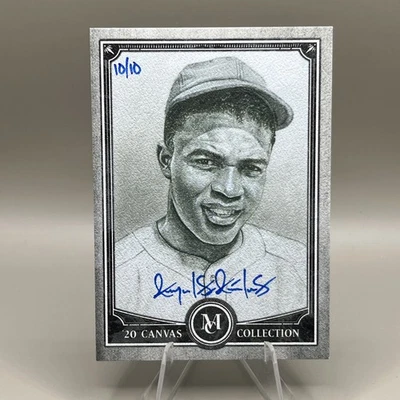 2020 Topps Museum Collection Jackie Robinson Repro Canvas Auto 10/10 - Image 1 of 2