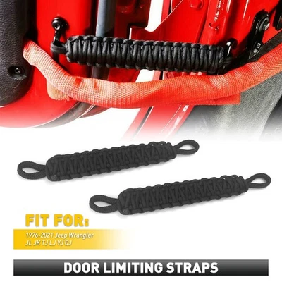 New 2x Straps Limiting Door Door Straps Jeep for Wrangler YJ TJ JK JKU JL Black Foto 1 de 4