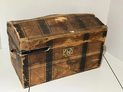 Vintage Doll STEAMER TRUNK Storage Chest Camelback Humpback TLC Repairs - Image 1 of 4