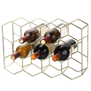 Countertop Wine Rack, 14 Bottle Freestanding Metal Small Wine Rack, Gold - Imagen 1 de 6